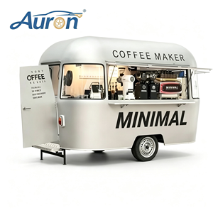 Machine à café minimaliste Auron à 2 roues en acier inoxydable, style rétro, pour café mobile extérieur, restauration rapide, facile à assembler - Product Image 1