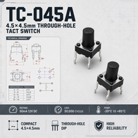 Interruptor Táctil Mini TC-045AL de 4.5x4.5mm, Ultrafino, SMT, 4 Pines, Amplio Rango de Temperatura -30°C ° De la C a la 85 ° Soporte Técnico 24/7 para Llaves de Coche