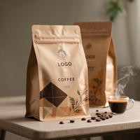 Sacs d'emballage personnalisés en papier kraft de haute qualité pour café et aliments pour animaux de compagnie, avec valve unidirectionnelle, fermeture éclair, scellage huit côtés, résistants à l'humidité, 250g-1kg en vrac