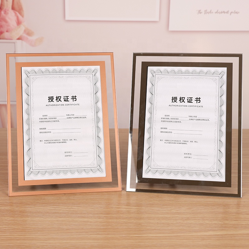 A4 Tabletop Crystal License Frame Glass Frame for Certificate of Merit/ Authorization, Business License, Honor Certificate