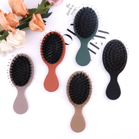 Petite Brosse à Cheveux Compacte Démêlante Mini avec Sac de Rangement en Coton, Emballage en Vrac, Vierge, à Poils de Sanglier
