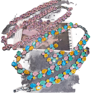 ชุดสร้อยคอทองแดงวินเทจ XILIANGFEIZI ประดับเพชรซิคอนหลากสี ดีไซน์ดอกไม้ สไตล์ยุโรปและอเมริกา เหมาะสำหรับเป็นของขวัญ - Product Image 1