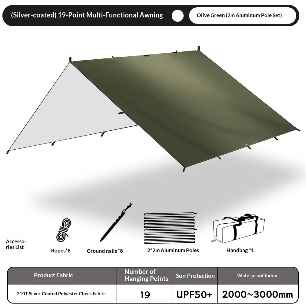 210T polyester cloth olive green 2m aluminum pole 19mm
