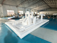 Parc aquatique gonflable blanc, combo parcours d'obstacles flottant gonflable avec toboggan pour piscine extérieure, fête sur la plage, location de divertissements