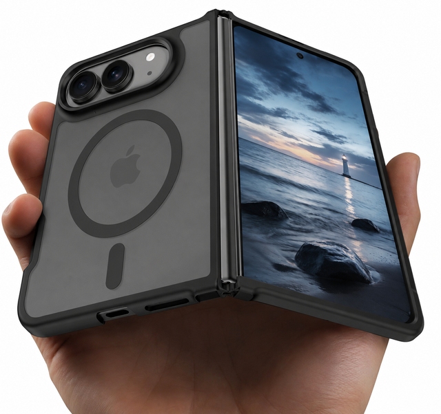 Magnetic Foldable Phone Case Frosted Matte Shockproof Protective Cover Wireless Charging Compatible for iPhone Ultra