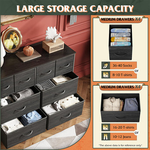 Tocador para dormitorio con 8 cajones Tocador <span class=keywords><strong>de</strong></span> tela ancha para almacenamiento y organización Tocador <span class=keywords><strong>de</strong></span> dormitorio Cómoda - Product Image 4