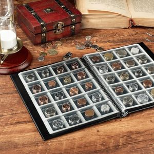 200-Pocket <strong>Coin</strong> Collecting Album <strong>Book</strong> 10 Pages 33x33 mm Grid Holder PVC Cover Pounds Pence Cents Dollars Nickel (Black) - Product Image 5