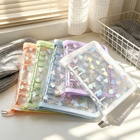 Carpeta de Anillas Transparente de PVC con Diseño Láser, 6 Anillas, Nueva Moda, Carpeta Económica A6 con Patrón de Estrellas Láser, Álbum de Fotos Transparente Desmontable