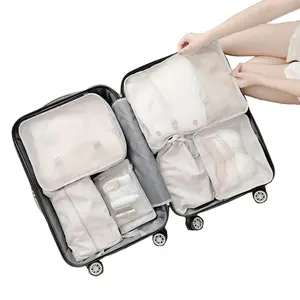 Toptan 7 parça su geçirmez bagaj seyahat saklama çantası organizatör ambalaj küp seti