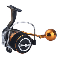 Moulinet de pêche spinning micro pour petits poissons, avec poignée à bille métallique, rapport 5.1:1, pour eau salée, eau douce, ruisseau, rivière, bobine peu profonde