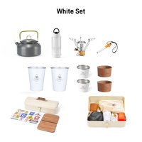 Service à thé de pique-nique en plein air, ensemble complet de boîte à outils en métal, ensemble de boîte à thé de camping, accessoires complets pour le thé et le café en plein air