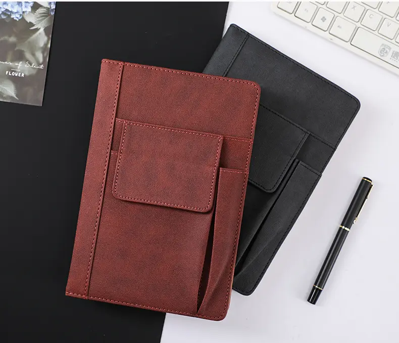 Benutzer definierte Größe A5 Pu Leder Planer Office Journal Mit Stift halter Telefon Tasche Notebook