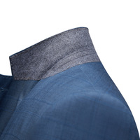 Ensemble de costume formel pour homme, bleu clair, à col cranté, en tissu TR à carreaux perlés, simple boutonnage