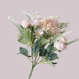 Bouquet de fleurs artificielles en plastique, roses réalistes, bouquet décoratif pour Pâques, bureau, jardin, décoration de <span class=keywords><strong>la</strong></span> maison, personnalisable - Product Image 2