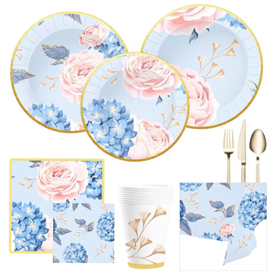 DAMAI New Design Tea Party Hot-Stamping <b>Disposable</b> <b>Tableware</b> with Colorful Flower Theme Paper Plate Napkin Paper Cup Party Decor - Product Image 2