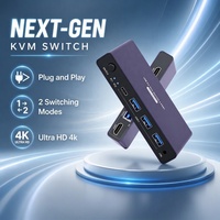 Commutateur KVM 2 ports HDMI, 4 USB 3.0, pour 1 moniteur et 2 PC, 4K 60Hz, Copie/Extension/Épissage, Contrôleur à boutons