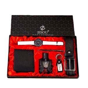 2023 vente chaude montre de luxe 6 pièces/ensemble Boutique cadeau ensemble ceinture portefeuille parfum porte-clés grand cadran Quartz hommes montre stylo pour hommes - Product Image 1