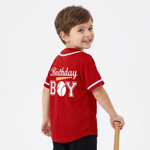 เสื้อเบสบอลสีแดงแบบกำหนดเองสำหรับเด็กผู้ชายวันเกิดเด็กชาย 5 ขวบ พิมพ์ลายแขนสั้น คอวี ชุดยูนิฟอร์มเยาวชน เสื้อกีฬาโพลีเอสเตอร์ระบายอากาศได้ดี - Product Image 2