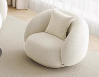 Sofá Esquinero de Tres Plazas Estilo Crema, Tapizado en Terciopelo de Cordero, Diseño Simple y Moderno para Sala de Estar, Apartamentos Pequeños, Salón de Belleza o Recepción
