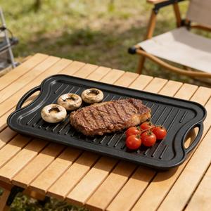 Sartén Antiadherente de Doble Cara para Asar Carne, Sartén de Hierro Fundido Apta para Cocina de Gas y Horno - Product Image 4