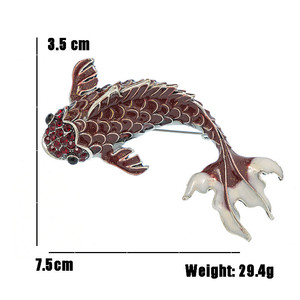 Spilla dipinta Vintage pesce rosso stile etnico delicato accessorio spilla smalto pesce Koi adatto <span class=keywords><strong>per</strong></span> giacche e cappotti da donna - Product Image 5