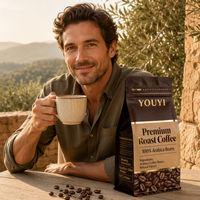 YOUYI Sachet d'emballage pour grains de café finition mate, avec valve, pochette à fermeture éclair autoportante, en Mylar de qualité alimentaire, opaque