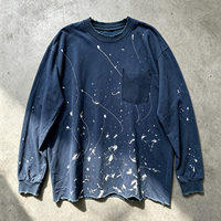 T-shirt surdimensionné délavé à l'acide, fabrication chinoise, qualité supérieure, 300 g/m², manches longues, personnalisable