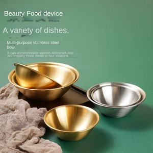 Bols à <span class=keywords><strong>salade</strong></span> en acier inoxydable doré argenté, bols à dessert en métal, bols coréens pour soupe, riz, nouilles, ramen, vaisselle de cuisine, récipients alimentaires - Product Image 2