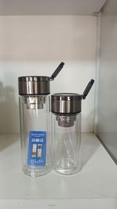 Tasse en verre borosilicate isolé, transparente, portable, design moderne, avec poignée, pour infuser le thé et séparer l'eau - Product Image 6