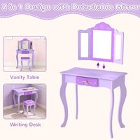 Ensemble coiffeuse moderne 2-en-1 en bois pour enfants, avec miroir pliant détachable, table de maquillage princesse pour chambre à coucher (vente en gros)