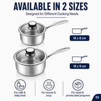Casserole en acier inoxydable 304 à 5 plis, ustensile de cuisine multifonctionnel moderne et luxueux pour lait pour bébé, soupe, pâtes, capacité de 2 L