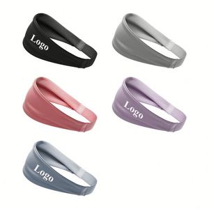 Bandeau de sport large en polyester à rayures, imprimé avec logo personnalisé, vente en gros, pour yoga et fitness - Product Image 1