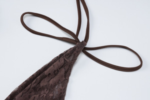 Cuello en V profundo Sexy Hottie Backless Slim Sexy Micro-elástico Color sólido Top corto de encaje con tirantes para mujer - Product Image 4
