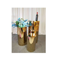 Fournitures de mariage, décoration de fond, pilier doré miroir, allée, table à gâteau, piédestal argenté, socle