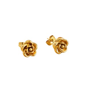 Boucles d'oreilles en acier inoxydable 316 de haute qualité, en forme de rose, élégantes, tendance, polyvalentes, petites et raffinées pour femmes. - Product Image 5