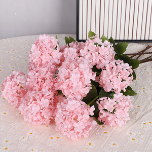 Hydrangeas artificiels roses en plastique et soie, haute simulation, pour mariage et décoration intérieure, bouquet - Product Image 1