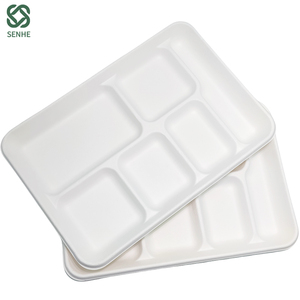 Bandeja de comida de hospital desechable de fibra vegetal biodegradable respetuosa con el medio ambiente personalizable para acampar directamente de fábrica - Product Image 2