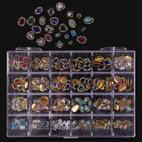 Kit de breloques pour les ongles en métal, 24 grilles, couronne, nœud papillon, strass, fleurs, perles, bijoux, pièces, prix d'usine