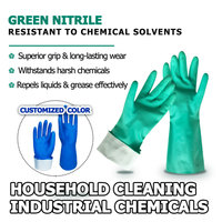 Gants en nitrile 15mil-Produits chimiques, huile et imperméables/résistants aux coupures et aux perforations/Grip diamant industriel/Gants floqués