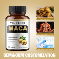 Capsules d'extrait de racine de maca végétaliennes naturelles OEM, complément alimentaire à base de plantes pour soutenir la vitalité et l'énergie masculine