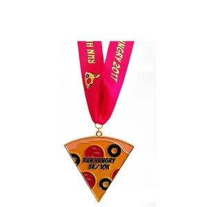 カスタムマラソンメタルメダルクリエイティブピザシェイプアワードメダル10Kランニングフィニッシャーメダル
