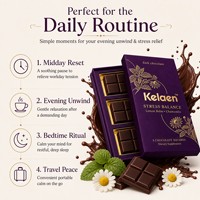Kelaen Stress Balance Chocolat Noir - Mélisse & Camomille pour la Relaxation, l'Amélioration de l'Humeur et le Calme Quotidien 3 Carrés de Chocolat
