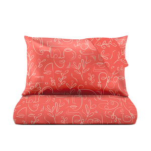 FACES LINES Ginger <b>Duvet</b> Cover <b>Set</b> 52% Cotton 48% Polyne German Size 30x30 76x56 Pigment Printed German Reissverschl - Product Image 1