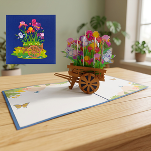 Carte pop-up 3D tendance avec fleurs irisées, artisanat en papier fait main, style amour, impression offset, best-seller, cadeau, décoration intérieure - Product Image 5