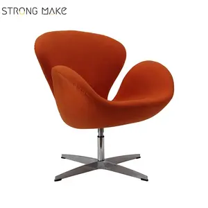Design moderno elegante guscio in fibra di vetro arancione Cashmere Poltrona girevole soggiorno accento Poltrona