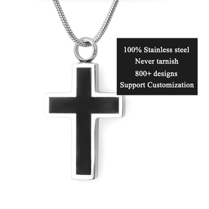 Collar con colgante de urna de cremación de cruz cristiana de acero inoxidable personalizado al por mayor para cenizas - Product Image 1