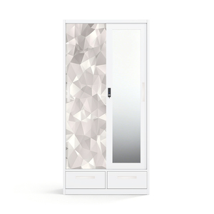 Armoire coulissante en acier avec miroir et deux tiroirs inférieurs 900 mm pour l'organisation de la chambre - Product Image 1