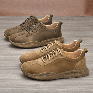 Men's Spring Autumn Genuine Cow Leather <b>Round</b> <b>Toe</b> Walking Shoes Rubber Outsole Breathable Low <b>Heel</b> Casual Comfortable Sneakers - Product Image 4