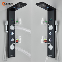 Système de panneau de douche à LED avec jets de pluie à main et affichage de la température Système de douche de salle de bain