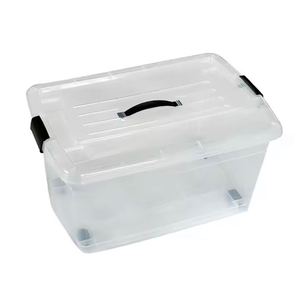12-Gallon Transparent <b>Plastic</b> Storage Box with Thickened Handle Multi-Functional Toy Clothes Book Organizing <b>Crate</b> for Home Use - Product Image 1